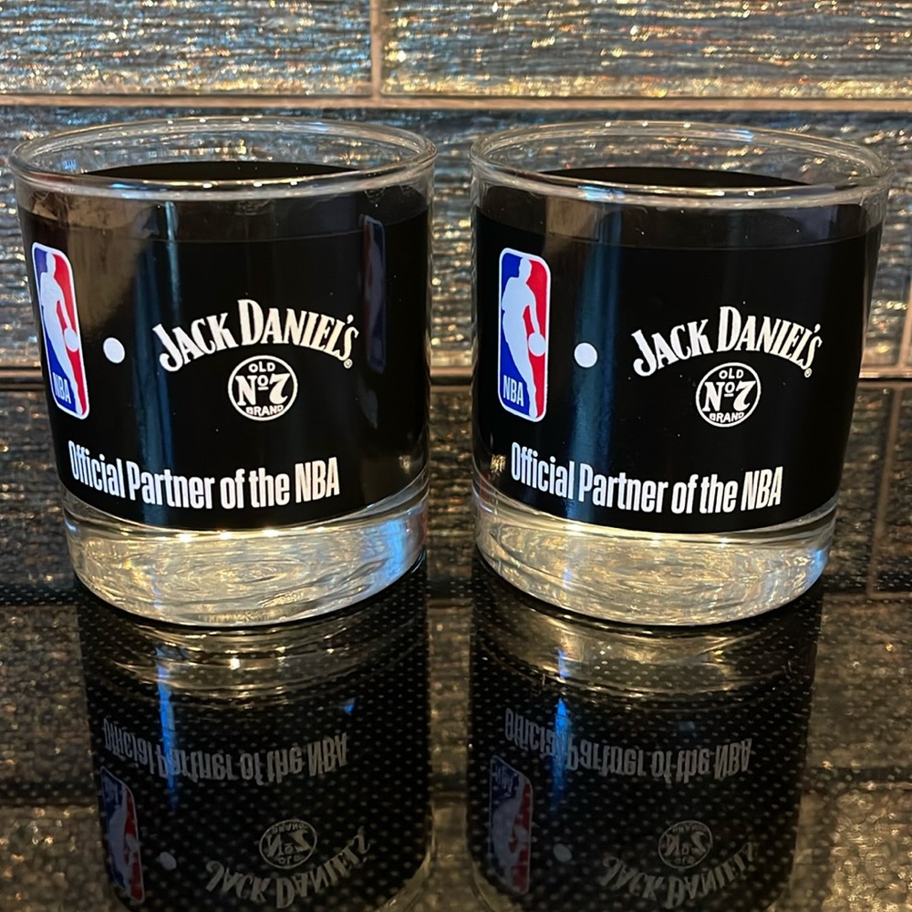 Jack Daniel’s NBA Promo Tumbler Rocks Glasses Tumbler Art Glass Low Ball Barware